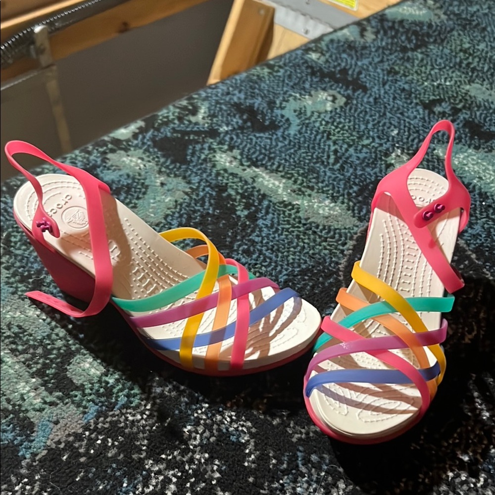 Pink and Orange Heels with Vibrant Strappy Design